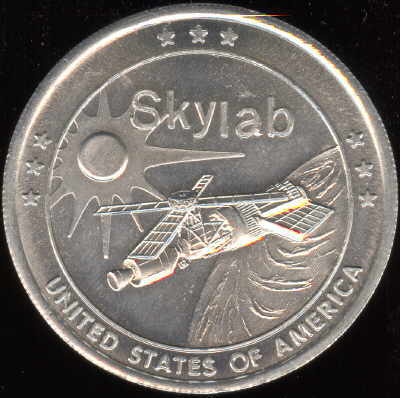 This Medallion contains metal that traveled through space on Skylab